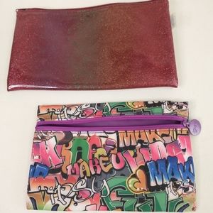 Cosmetic Makeup Travel Bags Glitter & Graffiti SET OF 2